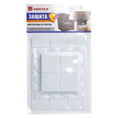 Протекторы защитные из фетра в ассорт д 20, 30, 24*24, 46*46 мм VORTEX