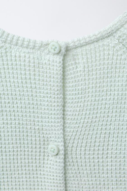 ZARA ВЯЗАНЫЙ СВИТЕР С ВЫШИВКОЙ СОБАКИ, ВОДЯНИСТО-ГОЛУБОЙ