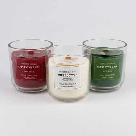 Аромасвеча с деревянным фитилем стекло в ассортименте 9.5 см