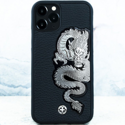 Эксклюзивный чехол iphone натуральная кожа дракон - Euphoria HM Premium - ювелирный сплав