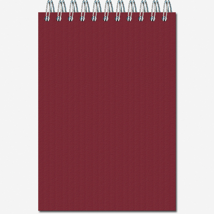 Бизнес-блокнот формат А6 50 листов на металлическом гребне (бордо)