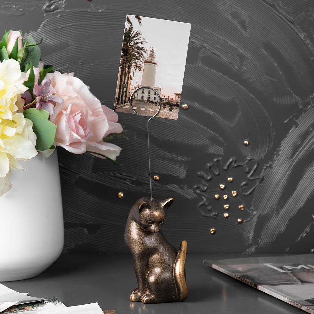 Статуэтка Кошка Грация с держателем Бронза