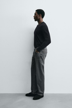 ZARA ДЖИНСЫ STRAIGHT FIT, СЕРЫЙ