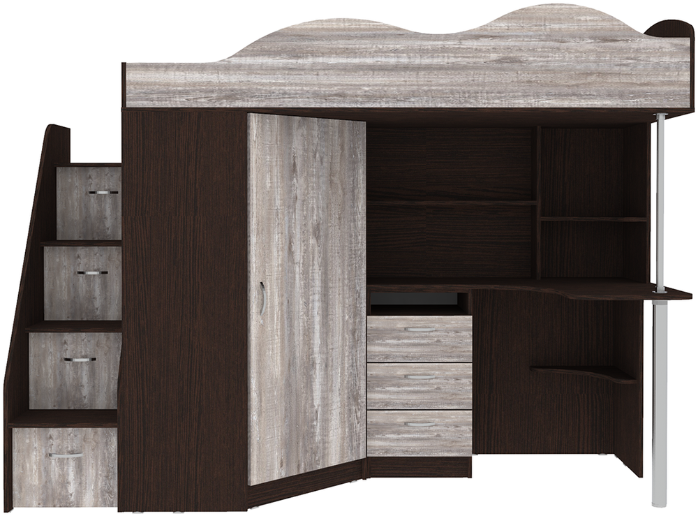 Кровать-чердак КарИВи Пионер Венге Бетон