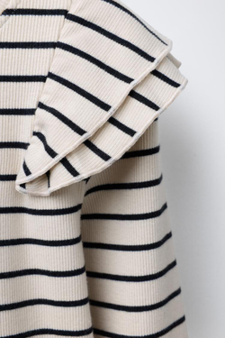 ZARA ЛОНГСЛИВ В РУБЧИК В ПОЛОСКУ С ВОЛАНАМИ, ПОЛОСКИ