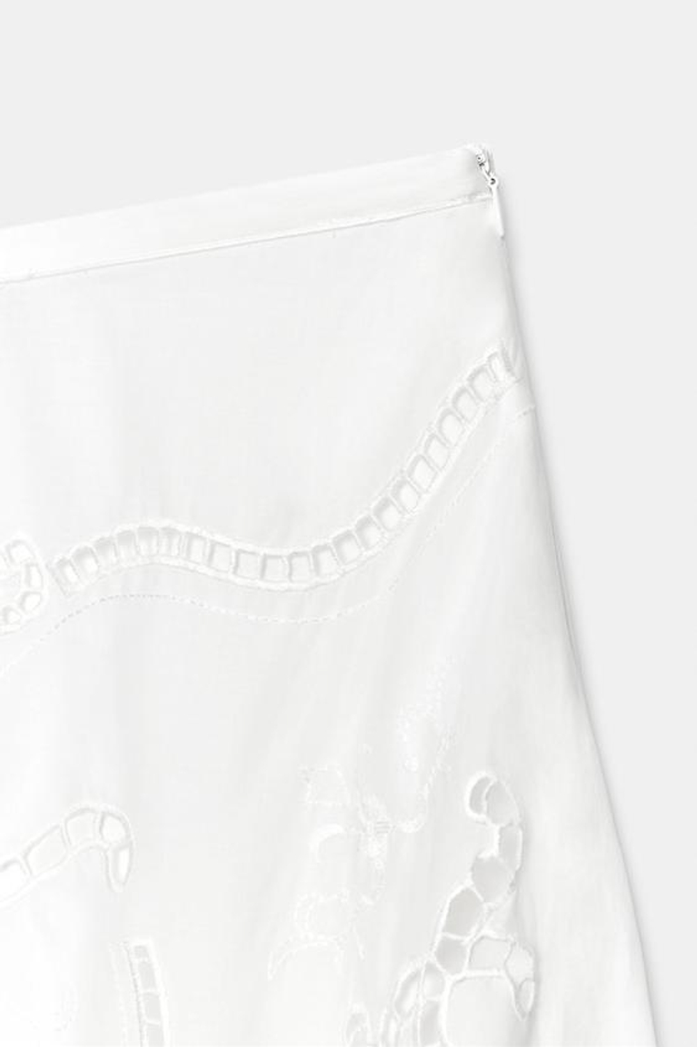 ZARA ЮБКА АСИММЕТРИЧНОГО КРОЯ С ВЫШИВКОЙ — ZW COLLECTION, БЕЛЫЙ