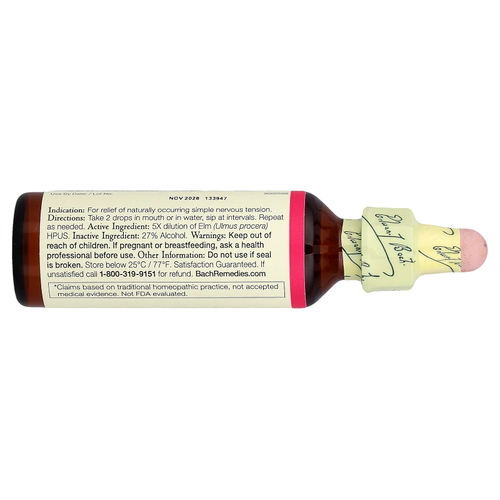 Bach, Original Flower Remedies, вяз, 20 мл (0,7 жидк. унции)