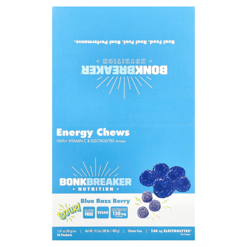 Bonk Breaker, Energy Chews, Blue Razz Berry, 10 пакетиков по 40 г (1,41 унции)