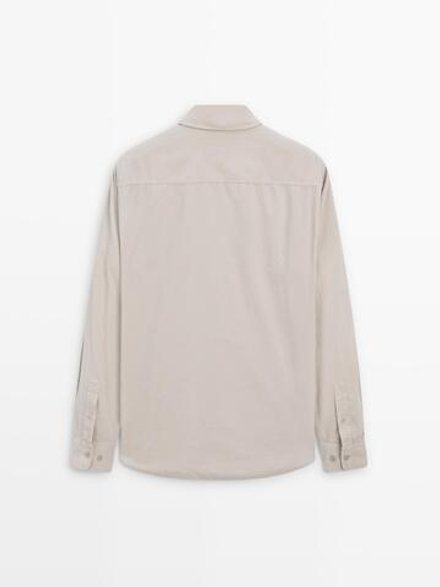 Massimo Dutti Рубашка прямого кроя в рубчик, бежевый