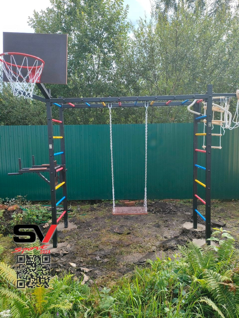 Монтаж уличной шведской стенки Sv Sport Рукоход (4 вертикальных столба)