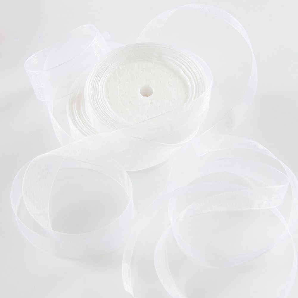 Лента декоративная (2,5 см*22,85 м) Органза, Белый, 1 шт.