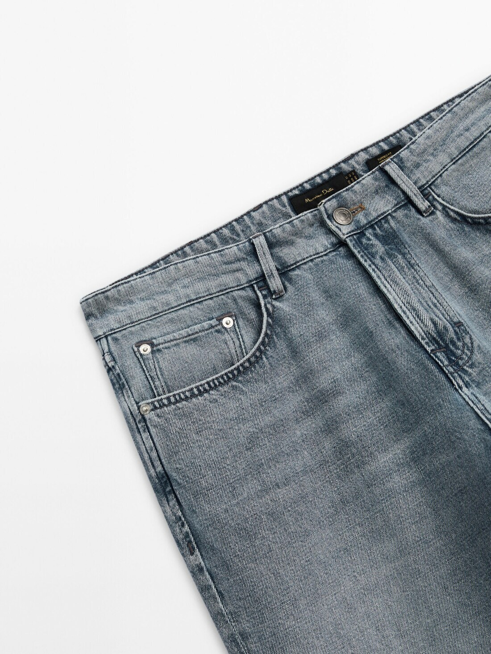 Massimo Dutti Зауженные джинсы из ткани с эффектом потертости, серый