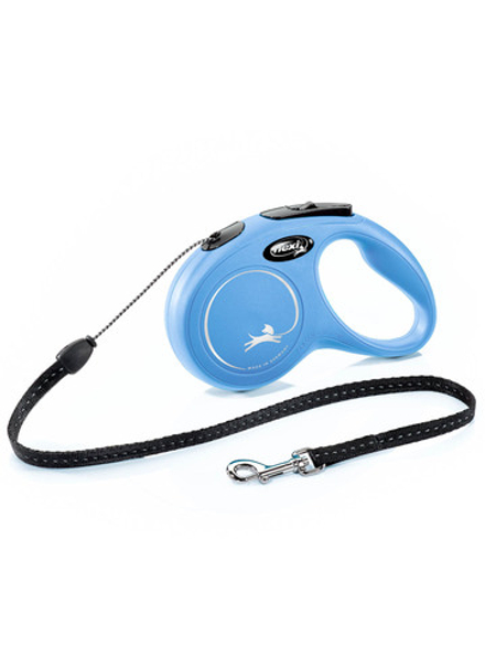 Поводок-рулетка Flexi New Classic S. Трос 5 м. для собак до 12 кг. Синий