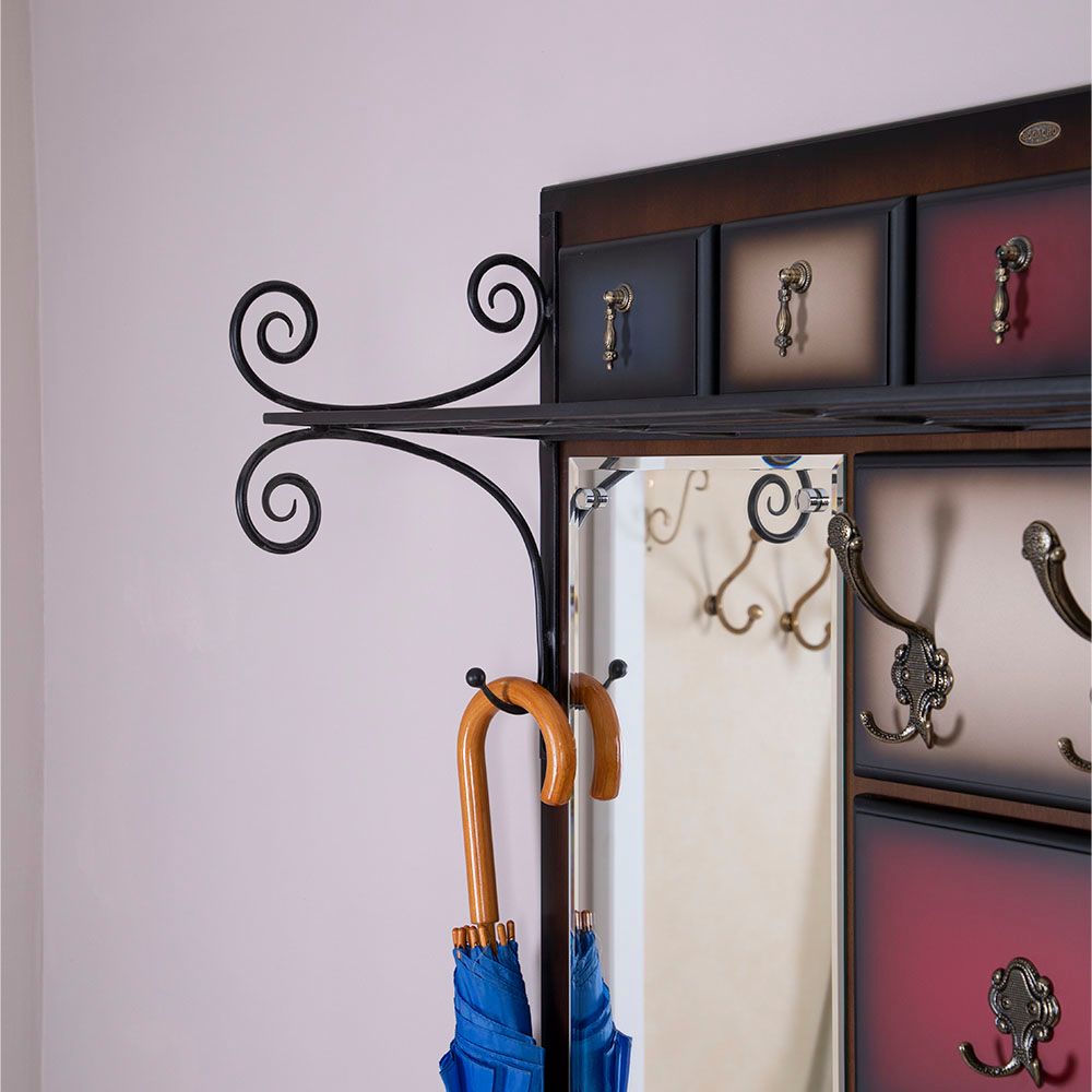 Вешалка настенная Пандора 4 Орех Mix (зеркало слева)