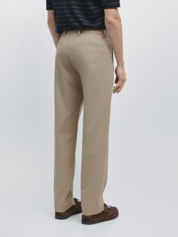 Massimo Dutti Зауженные брюки из смесовой хлопковой ткани, зеленый