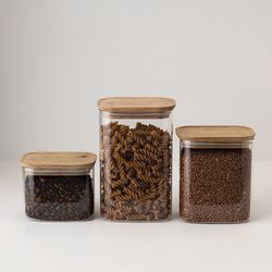 Банка для хранения прямоугольная Glass Acacia, 1,3 л