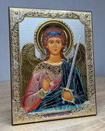 Ангел Хранитель, икона прямоугольная без рамки, красное дерево, эмаль 175х225