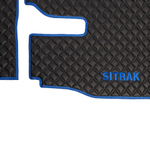 Ковры Sitrak MAX (экокожа, черный, синий кант, синяя вышивка)