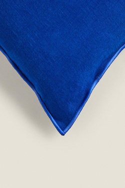 ZARA HOME ЧЕХОЛ НА ПОДУШКУ С ОВЕРЛОКОМ, СИНИЙ