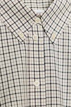 ZARA РУБАШКА В КЛЕТКУ ZW COLLECTION, ЭКРЮ/СИНИЙ