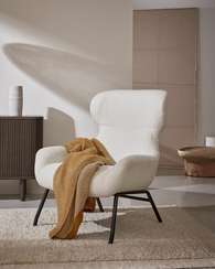 Кресло Belina, белое букле, черные ножки