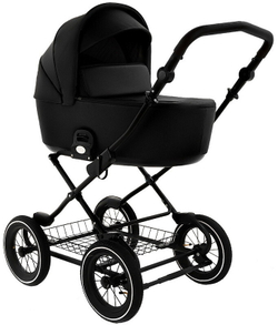 Детская коляска Roan Bass Next Classic Кожа d12 3 в 1 с автокреслом Elo Lux EduSky Black RCL300/1 Black