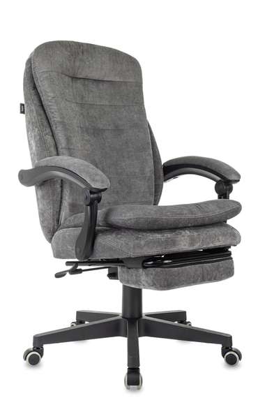 Кресло руководителя Бюрократ T-9950MSG-F Fabric серый Light-19 крестов. пластик подст.для ног