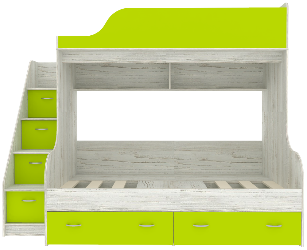 Двухъярусная кровать КарИВи Дуэт-15 с лестницей Комод КарИВиом Винтерберг Лайм