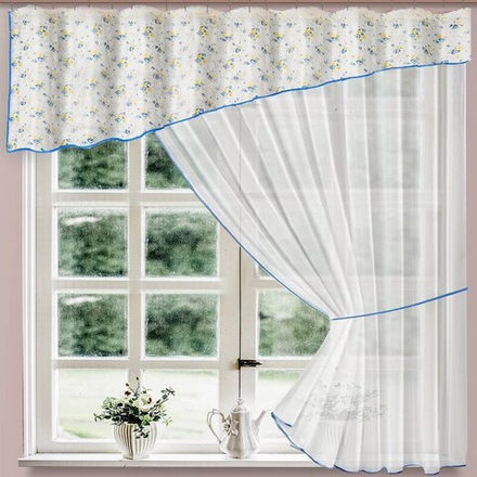 Занавеска из вуали с ламбрекеном "Ф. ЭМИЛИЯ" на шторной ленте, цвет белый, Польша.