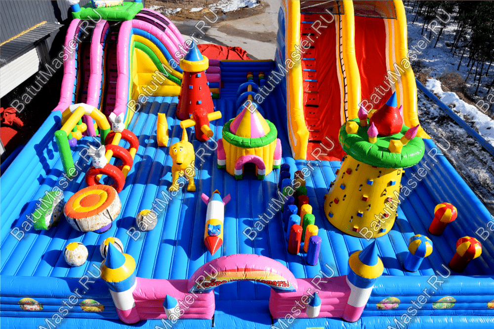 Большая площадка с высокой горкой "Дино-городок", 15*15*6 м