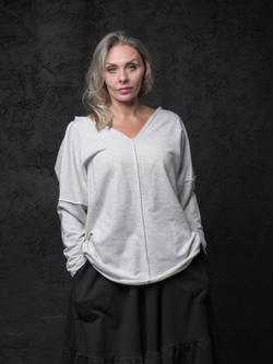 Лонгслив /двустороний/ белый меланж