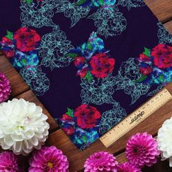 Ткань мембрана красно-синие с паутинкой цветов