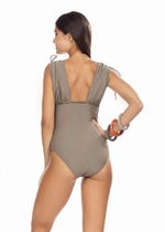 Совместный купальник с лифом из широких полос (Размер: 80/40) (Цвет: кофейный)