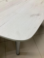 Стол неразд ЛДСП подстолье прямое хром Царг.пояс дуб крафт белый Ст-ца дуб крафт белый