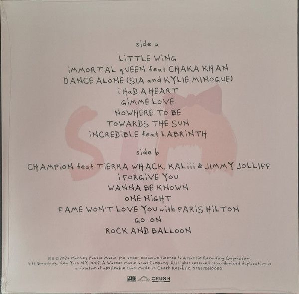 Виниловая пластинка Sia Reasonable Woman