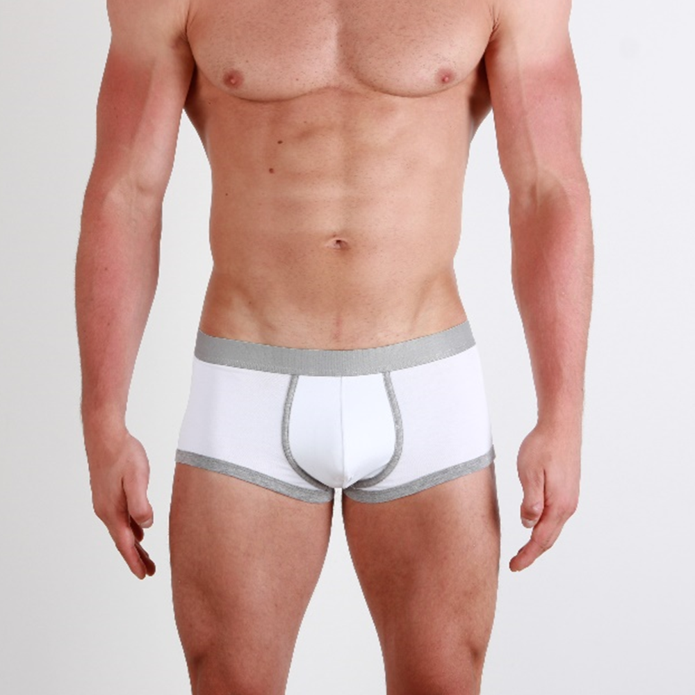 Мужские трусы хипсы белые с серой окантовкой VAN BAAM