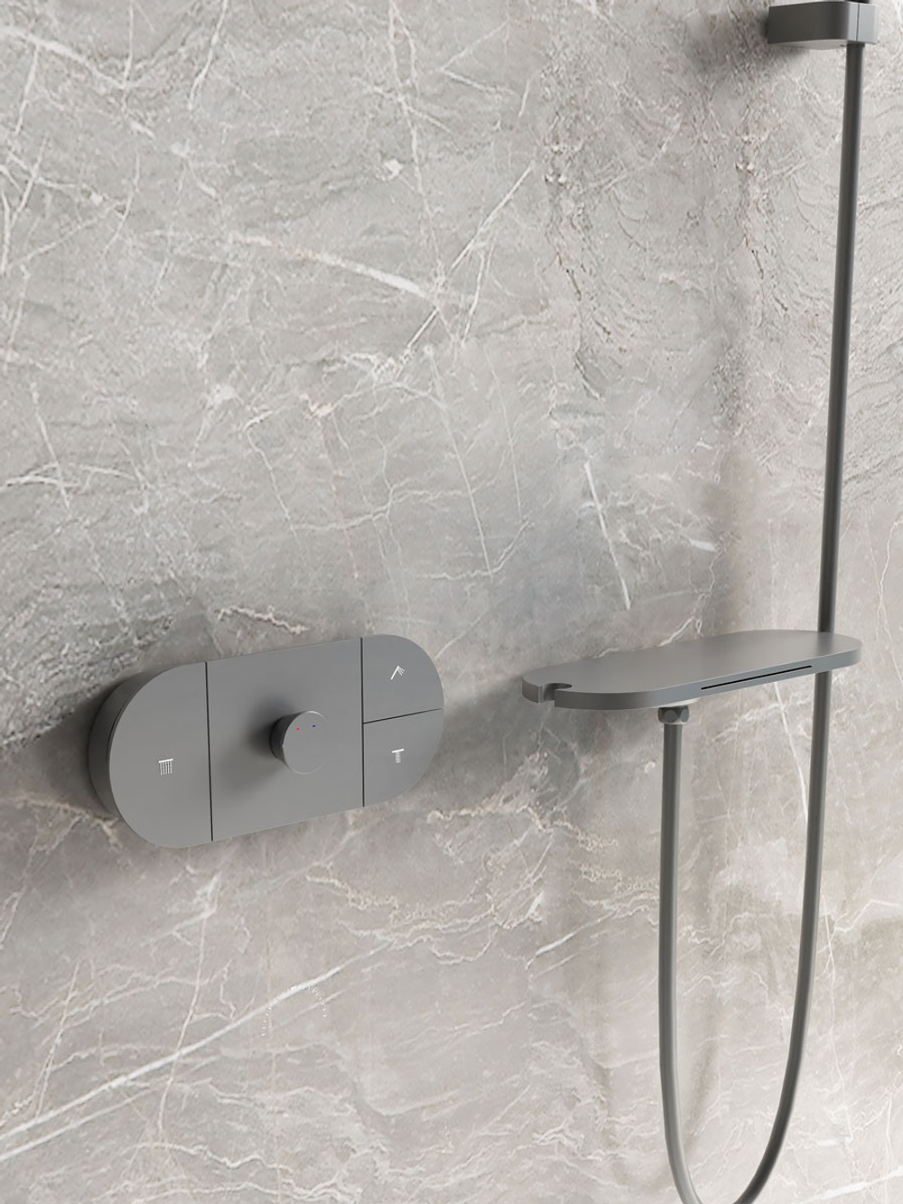 Душевой комплект Vincea Futura VSFW-2F12TGM термостатический встраиваемый, 3 режима, вороненая сталь