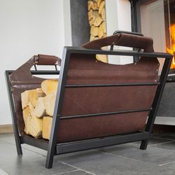 Дровница кожаная с подставкой
