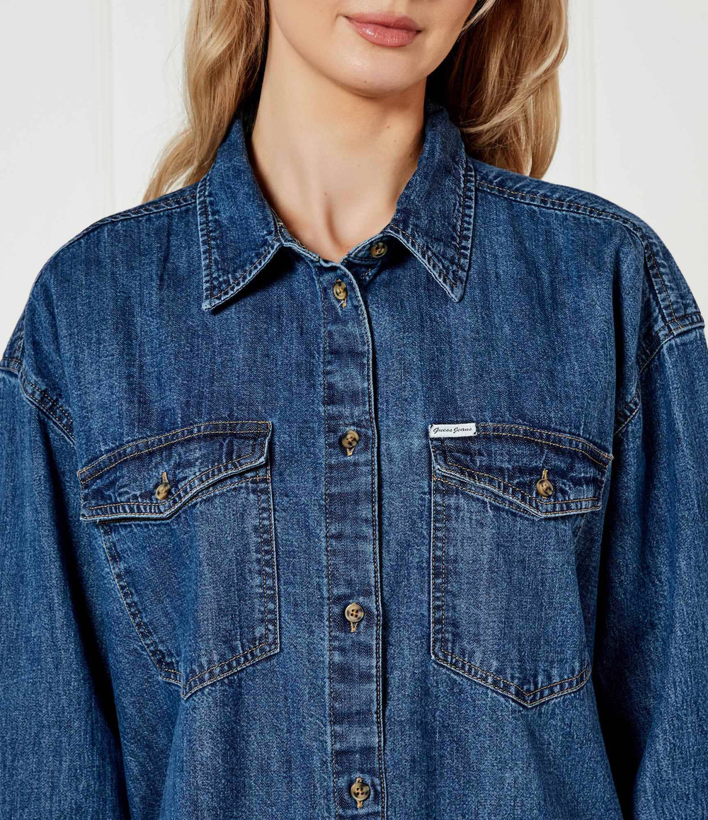 Джинсовая рубашка Guess Jeans - голубой(W5RH89 D5M84)