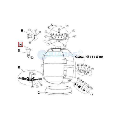 Диффузор фильтра IML TEIDE фланец 75мм (деталь H) (VFS32134-0415)