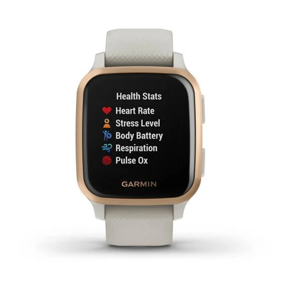 Смарт-часы Garmin Venu Sq  Music Edition песочный с алюминиевым безелем цвета розовое золото, 010-02426-11