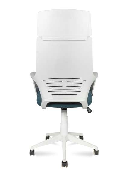Кресло офисное Норден / Айкью / IQ / белый  пластик / голубая ткань