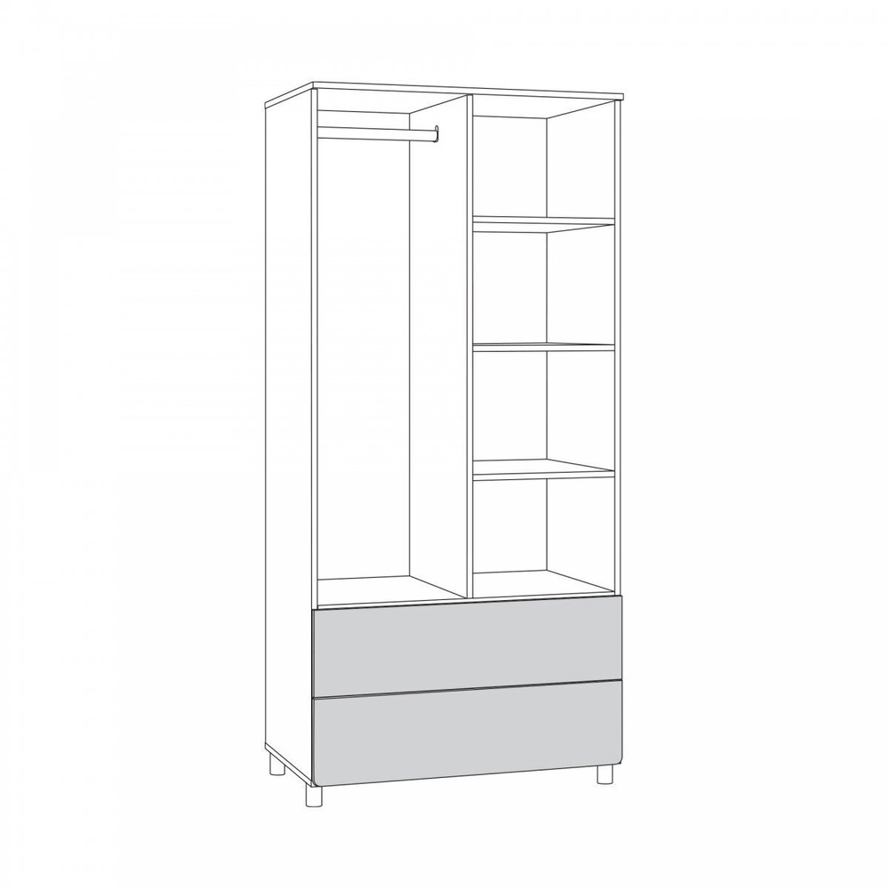 Эйп Шкаф для одежды 13.334 (Белый PE шагрень, Дуб Белый exclusive OW D4430)