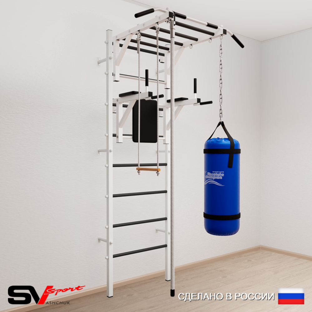 Шведская стенка Sv Sport 5462 (Турник рукоход/Брусья/Канат/Трапеция/Цепь/Мешок 22кг)