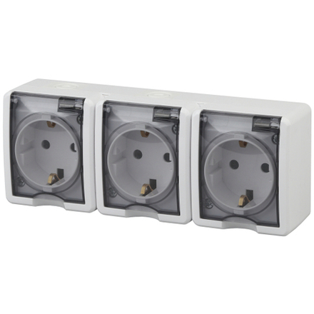 Розетка ЭРА Эксперт 11-2406-01 тройная 3х2P+E IP54 шторки 16A-250В ОУ белый