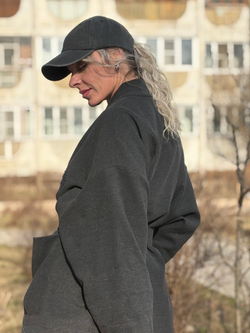 Кимоно - пальто на подкладке / серый