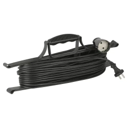 Удлинитель силовой на рамке Intro UF1300 30м без заземления 1 розетка ПВС 2x0.75мм, строительный садовый для газонокосилки и триммера