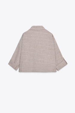 ZARA ПЕСТРАЯ КУРТКА САФАРИ, ПЕСОЧНЫЙ МЕЛАНЖ