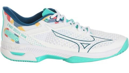 Женские Кроссовки теннисные Mizuno Wave Exceed Tour 5 AC - white/turquoise/moroccanblue