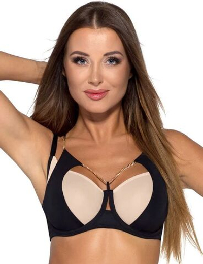 Бюстгальтер Chloe с мягкими чашками и цепочками (Размер: 90B) (Цвет: черный с бежевым)